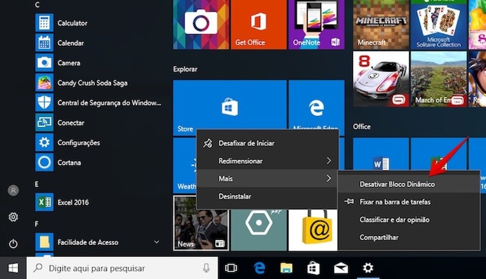 Desativando os blocos dinâmicos (Foto: Reprodução/Helito Bijora)